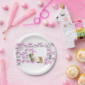 Assiettes En Carton Plaques papier rose et blanc Mariage Anniversaire (Fête)