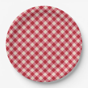 Assiettes En Carton Plaques papier - Rouge En vichy Motif