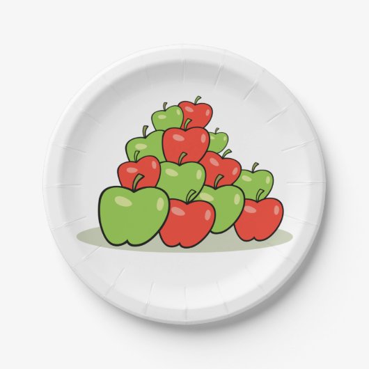 Assiettes En Carton Plaques Papier Rouge Et Vert Pommes (Devant)