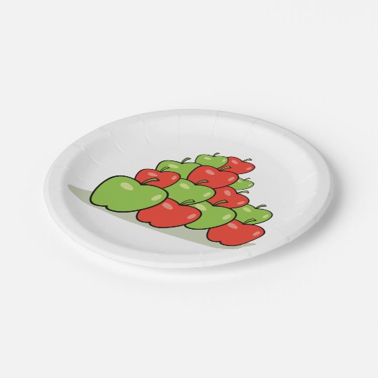 Assiettes En Carton Plaques Papier Rouge Et Vert Pommes (Angle)