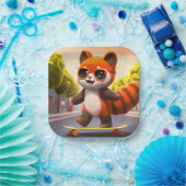 Assiettes En Carton Plaques Papier Roulettes Panda Rouge (Fête)