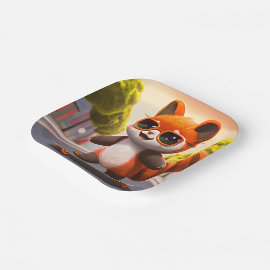 Assiettes En Carton Plaques Papier Roulettes Panda Rouge (Angulaire)