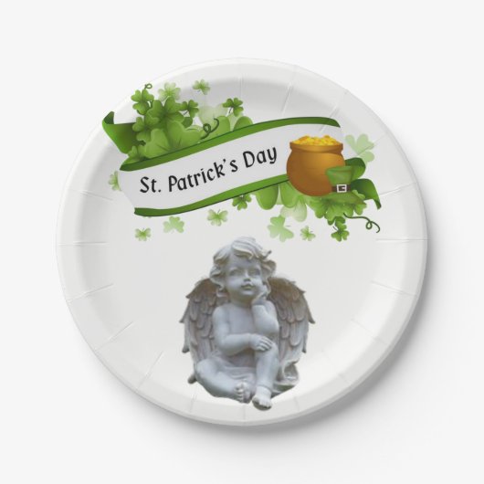 Assiettes En Carton Plaques papier Saint Patrick's Day Angel (Devant)