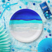 Assiettes En Carton Plaques papier Sandy Beach Blue Ocean (Fête)