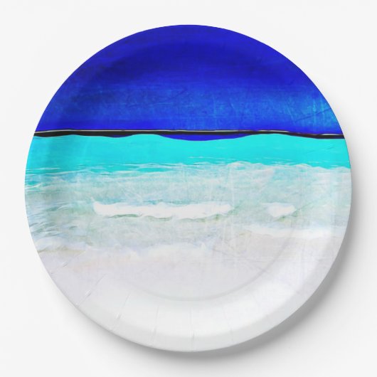 Assiettes En Carton Plaques papier Sandy Beach Blue Ocean (Devant)