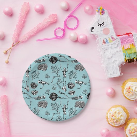 Assiettes En Carton Plaques Papier Scuba Skeleton (Fête)