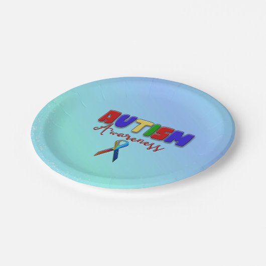 Assiettes En Carton Plaques papier sensibilisation sur l'autisme 7" (Angle)