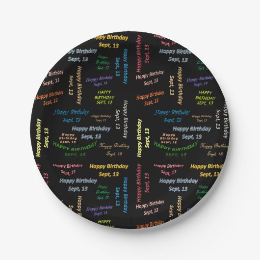 Assiettes En Carton Plaques papier Septembre, 13 Anniversaire (Devant)