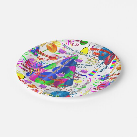 Assiettes En Carton Plaques papier Septembre, 21 Anniversaire Septembr (Angle)