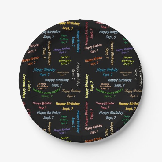 Assiettes En Carton Plaques papier Septembre, 7 Anniversaire (Devant)