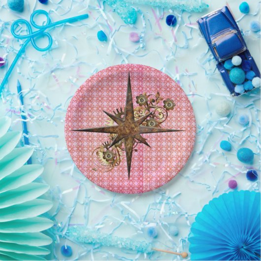 Assiettes En Carton Plaques papier Star Compass Steampunk (Fête)