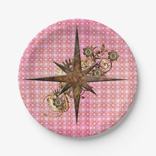 Assiettes En Carton Plaques papier Star Compass Steampunk (Devant)