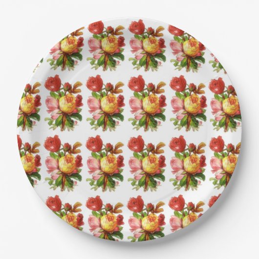 Assiettes En Carton Plaques Papier Tea Party Rose anglais (Devant)