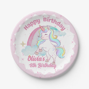Assiettes En Carton Plaques papier Unicorne et Rainbow Party 7" ou 9"