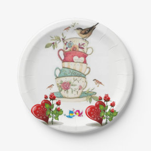 Assiettes En Carton Plaques papier Valentine's Day Bird Vintage