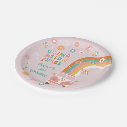 Assiettes En Carton Plaques papier Young Wild et Three Retro Boho Part (Angle)