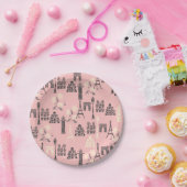 Assiettes En Carton Plaques Papiers Paris Roses (Fête)