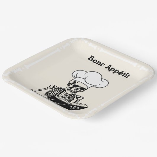 Assiettes En Carton Plaques personnalisées, Bone Appétit Skeleton Chef (Angulaire)
