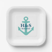 Assiettes En Carton Plaques personnalisées pour mariage sur plage naut (Recto)