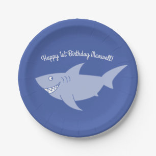 Assiettes En Carton Plaques pour bébés requins 1er anniversaire