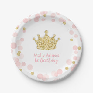 Assiettes En Carton Plaques princes pour fête d'anniversaire Pink Gold