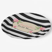 Assiettes En Carton Plaques rayées de Fêtes des mariées florales moder (Angle)