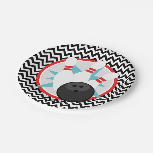 Assiettes En Carton Plaques Retro Chevron Bowling (Angle)