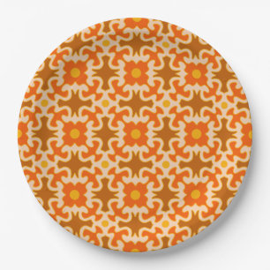 Assiettes En Carton plaques rétro les années 70 60s motif style papier
