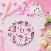 Assiettes En Carton Plaques roses de premier rodéo (Fête)