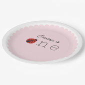 Assiettes En Carton Plaques roses Ladybug pour le premier anniversaire (Angle)