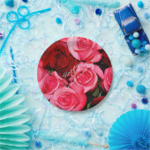 Assiettes En Carton Plaques roses, roses et rouges (Fête)