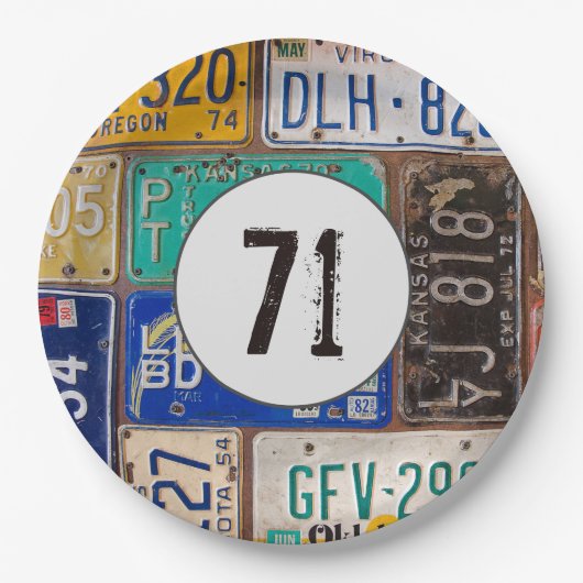 Assiettes En Carton Plaques rouillées 71e anniversaire (Devant)