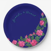 Assiettes En Carton Plaques Royal Blue Papier Élégantes et florales (Devant)