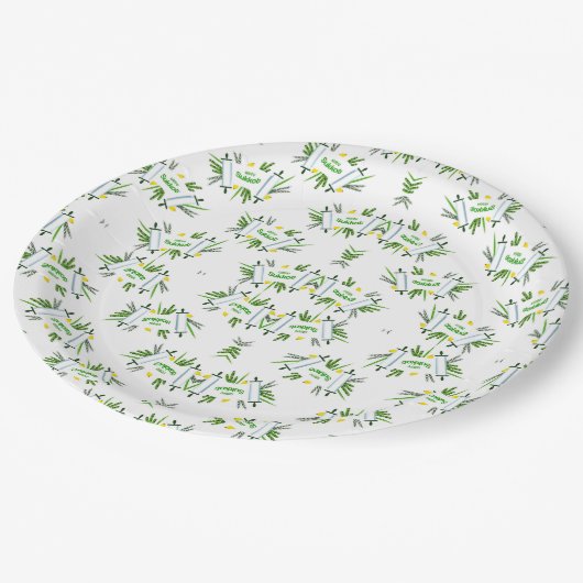 Assiettes En Carton Plaques Sukkot Party - Carré ou ronde pour les inv (Angle)