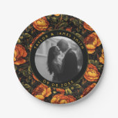 Assiettes En Carton Plaques Vertes Roses Gras Pour Gardien Mariage (Devant)