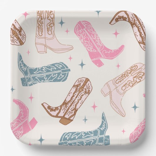 Assiettes En Carton Plaques Western Boot Party (Recto)