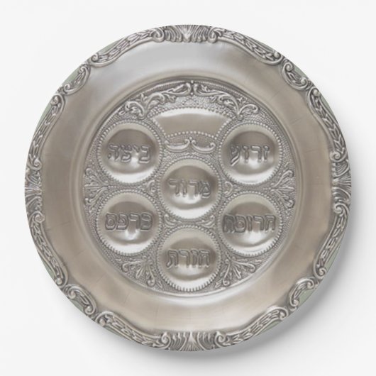 Assiettes En Carton Plat argenté de Seder (Devant)