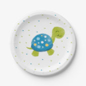 Assiettes En Carton Plat bleu de tortue de confettis (Devant)