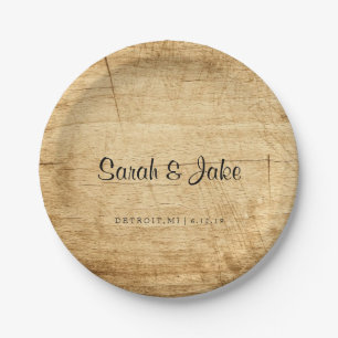 Assiettes En Carton Plat - bois rustique
