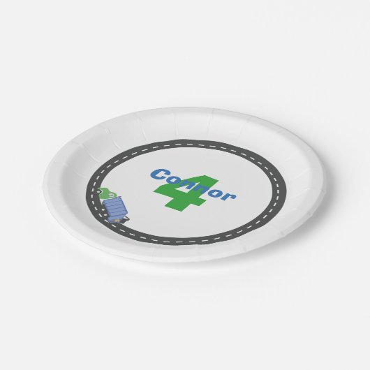 Assiettes En Carton Plat d'anniversaire de camion à ordures (Angle)