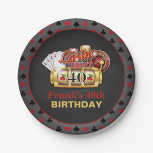 Assiettes En Carton Plat d'anniversaire de casino - quarantième