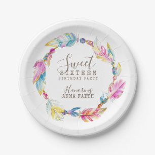 Assiettes En Carton Plat d'art de boho de fête d'anniversaire de swee