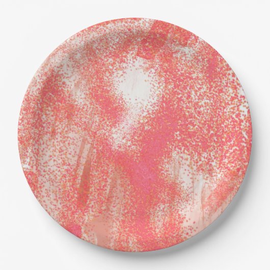 Assiettes En Carton Plat de corail et de beige (Devant)
