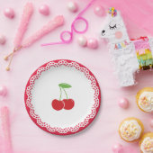 Assiettes En Carton Plat de dessert de partie de cerise (Fête)
