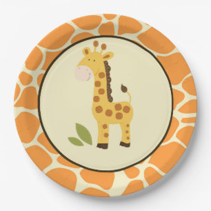 Assiettes En Carton Plat de girafe/jungle oranges Partyware