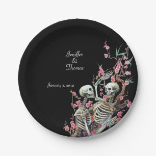Assiettes En Carton Plat de mariage de crâne de Halloween