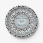 Assiettes En Carton Plat de monogramme d'anniversaire de mariage (Devant)