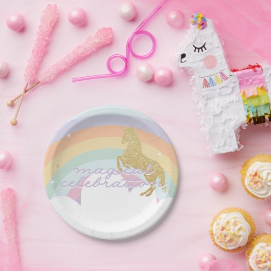 Assiettes En Carton Plat magique d'anniversaire d'arc-en-ciel de (Fête)
