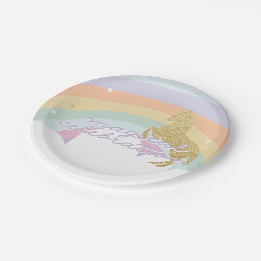 Assiettes En Carton Plat magique d'anniversaire d'arc-en-ciel de (Angle)