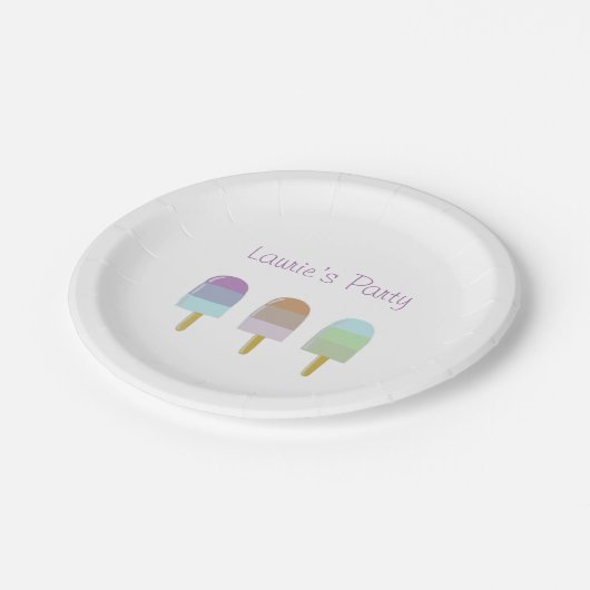 Assiettes En Carton Plat Papier Pastel 7"Popsicle Design (Angle)